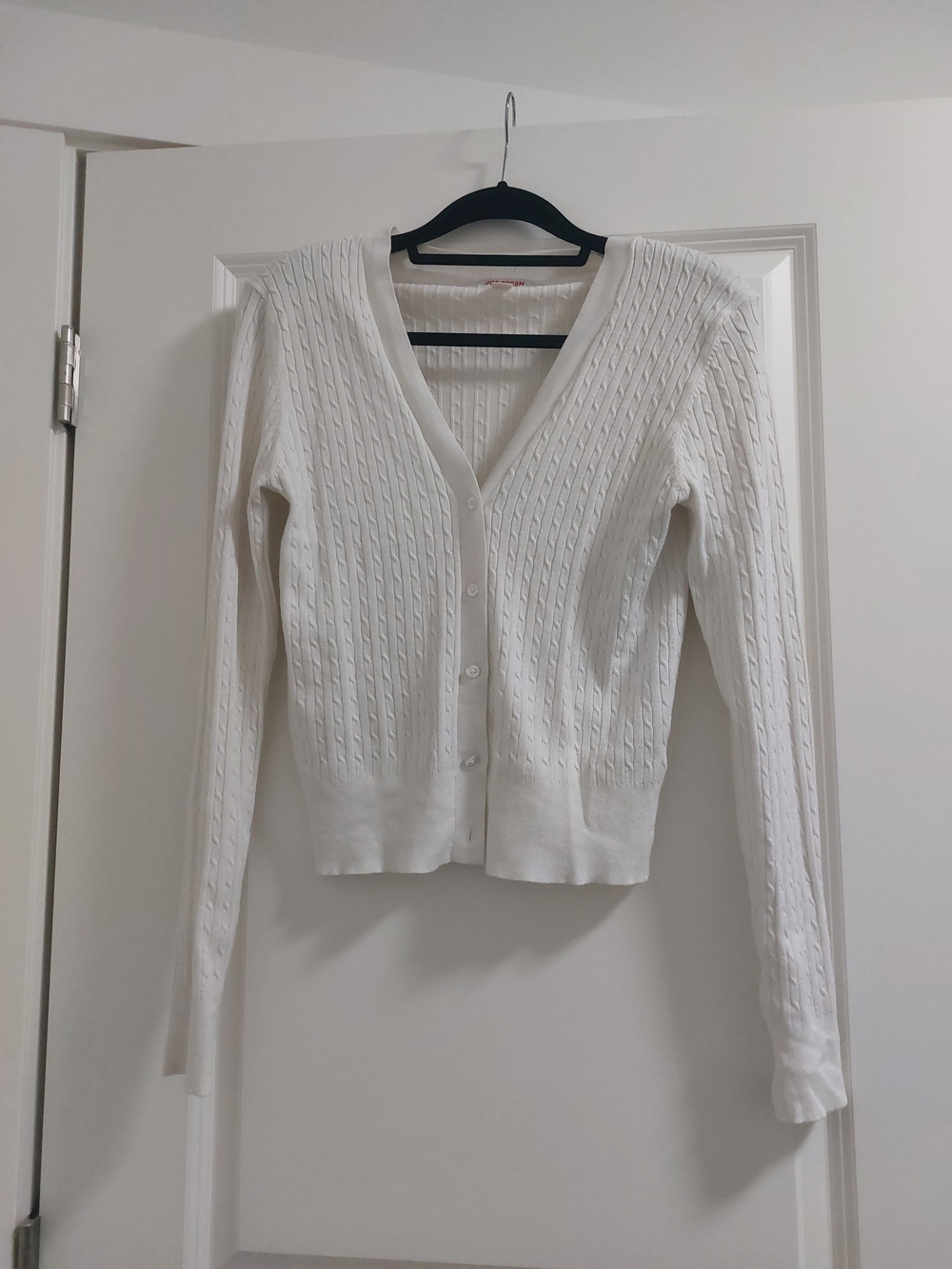 Joe Fresh White Cable Knit V-Neck Button Cardigan